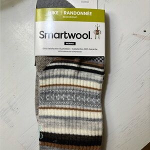 Smartwool Men's Merino Crew Socks - Gray, Brown, Cream Striped